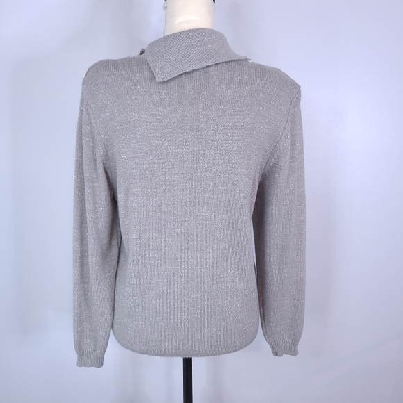 Alfred Dunner Snowflake Sweater Small Gray Metallic Turtleneck Holiday Christmas - Picture 2 of 13